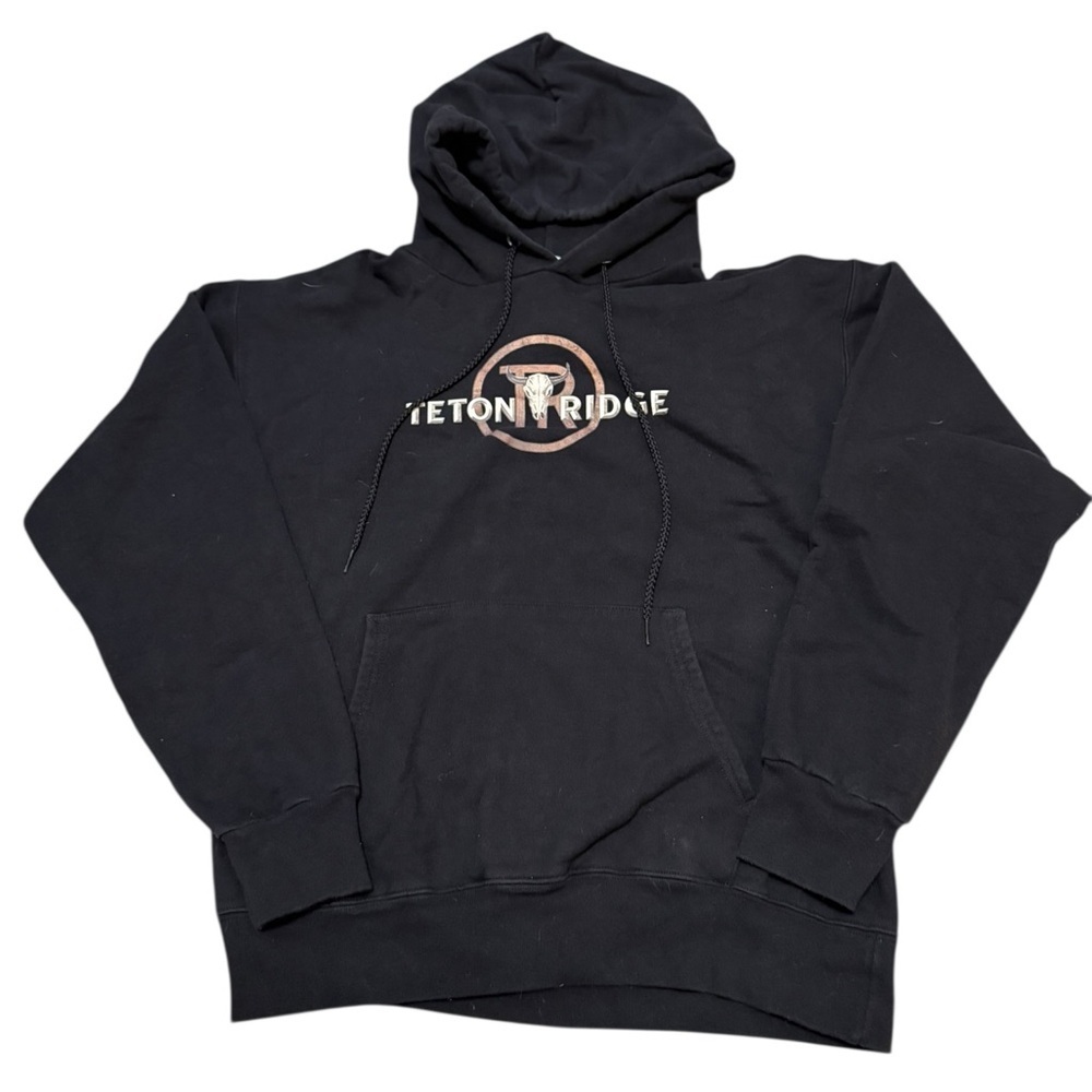 Teton Ridge bull skull rodeo cowboy western streetwear black hoodie size M